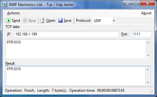ProDino Ethernet UDP relay test