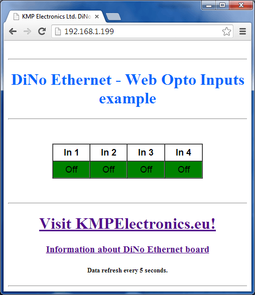 ProDino Ethernet optical inputs check