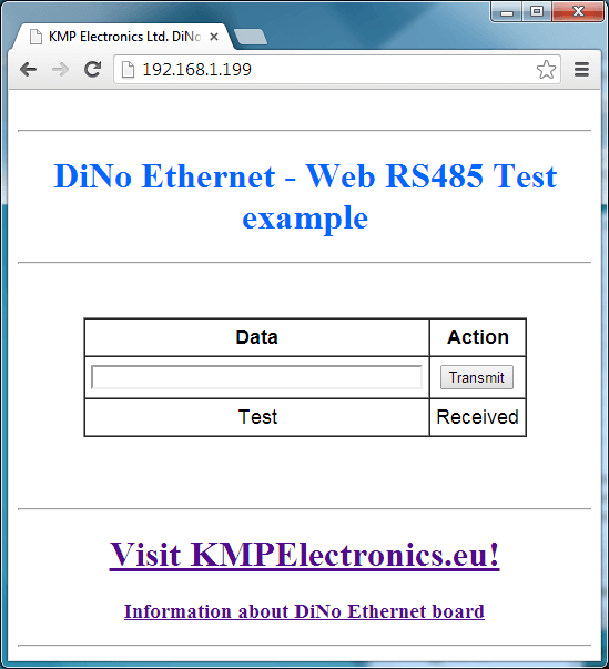 ProDino Ethernet RS485 test